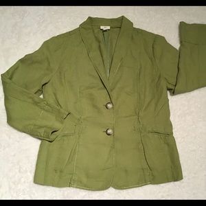 Women’s kiwi green J.JILL linen blazer/ size MP